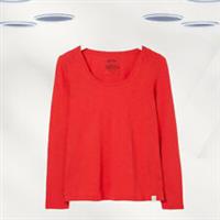 Ex Fat Face Womens Long Sleeve Persy Organic Cotton T-Shirt in Red - 10 Regular