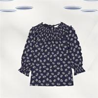 Ex Fat Face Womens Long Sleeve Daisy Smock Top in Navy - 20 Regular