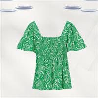 Ex Fat Face Womens Short Sleeve Top in Green Tropical Leaf Floral - 18 Regular