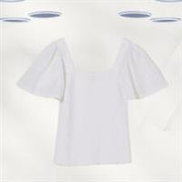 Ex Fat Face Womens Broderie Sleeve Summer Top in White - 12 Regular