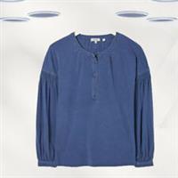 Ex Fat Face Womens Long Sleeve Henley Top in Indigo Blue - 6 Regular