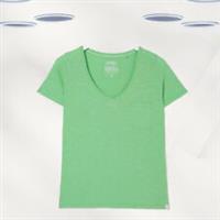 Ex Fat Face Womens Maggie V-Neck Organic Cotton T-Shirt in Green - 12 Regular