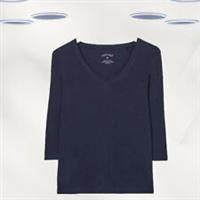 Ex Fat Face Womens 3/4 Sleeve Keme Organically Cotton Top in Navy - 8 Regular