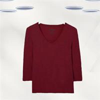 Ex Fat Face Womens 3/4 Sleeve Keme Organically Cotton Top in Red Berry - 12 Regular