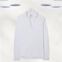 Ex Fat Face Women's Paige Jersey Long Sleeve Polo Shirt In White - 6 Regular