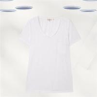 Ex Fat Face Womens Maggie V-Neck Organic Cotton T-Shirt in White - 20 Regular