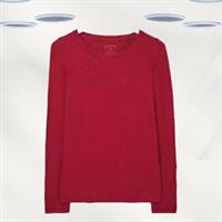 Ex Fat Face Womens Long Sleeve Katie Organic Cotton T-Shirt in Burgundy - 6 Regular