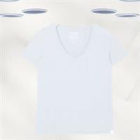 Ex Fat Face Womens Short Sleeve V-Neck Organic Cotton T-Shirt in White - 20 Regular