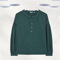 Ex Fat Face Womens Long Sleeve Henley Top in Teal Green - 8 Regular