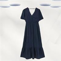 Ex Fat Face Women's Short Sleeve Linen Midi Dress in Navy - 6 Regular