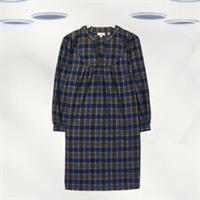 Ex Fat Face Women's Long Sleeve Check Smock Dress in Blue - 12 Long