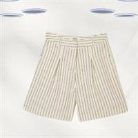 Ex Fat Face Womens Linen Stripe Shorts in Cream (Defect) - 12 Regular