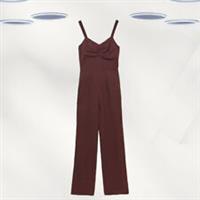 Ex Fat Face Womens Sleeveless Linen Jumpsuit in Dark Brown (Defect) - 8 Long