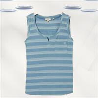 Ex Fat Face Womens Stripe Ribbed Cotton Jersey Vest Top in Indigo Blue (Defect) - 10 Regular