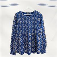 Ex Fat Face Womens Long Sleeve Printed Top in Blue - 12 Regular