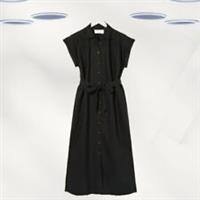 Ex Fat Face Women's Linen Midi Shirt Dress in Black WITHOUT BELT (Defect) - 6 Regular