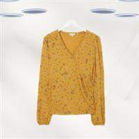 Ex Fat Face Women's Long Sleeve Ditsy Wrap Top in Mustard Mix (Defect) - 12 Regular