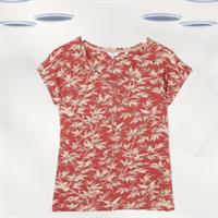 Ex Fat Face Women's Short Sleeve Treetop Bird Print Jersey Top In Red (Defect) - 12 Regular