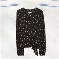 Ex Fat Face Women's Long Sleeve Floral Dot Wrap Top in Black (Defect) - 12 Regular