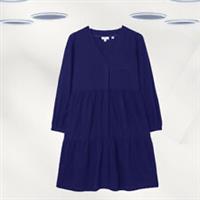 Ex Fat Face Women's Long Sleeve Linen Blend Dress in Navy (Defect) - 12 Regular