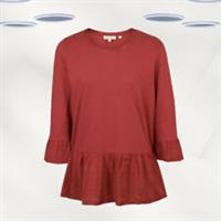 Ex Fat Face Womens 3/4 Sleeve Woven Peplum Top in Rust Orange - 12 Regular