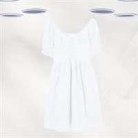 Ex Fat Face Women's Short Sleeve Summer Linen Dress in White (Defect) - 12 Regular