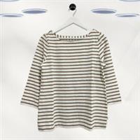 Ex Fat Face Women's 3/4 Sleeve Stripe Top in Ivory - 12 Regular