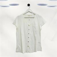 Ex Fat Face Women's Short Sleeve Button Up Summer Top in White - 12 Regular