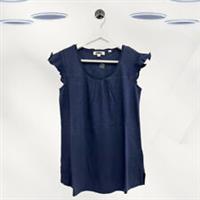 Ex Fat Face Women's Frill Sleeve Jersey Summer Top in Navy - 6 Regular