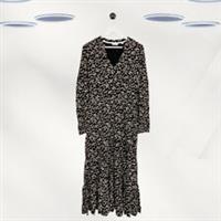 Ex Fat Face Women's Long Sleeve Jersey Midi Dress in Black Floral (Defect) - 10 Regular