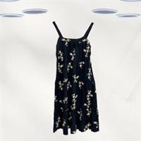 Ex Fat Face Women's Sleeveless Summer Sun Dress in Black Floral (Defect) - 12 Regular