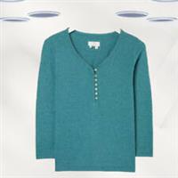 Ex Fat Face Women's Long Sleeve Henley Pyjama Lounge T-shirt in Green (Defect) - 6 Regular