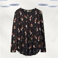 Ex Fat Face Women's Long Sleeve Floral Longline Top in Black (Defect) - 14 Regular