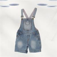 Ex Fat Face Girl's Sleeveless Denim Shortie Dungarees in Blue