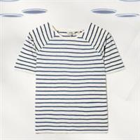 Ex Fat Face Women's Short Sleeve Jersey Top in Navy Stripe (Defect) - 12 Regular