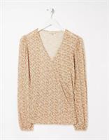 Ex Fat Face Womens Bethany 70s Floral Wrap Top In Natural Ivory - 12 Regular