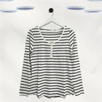 Ex Fat Face Womens Long Sleeve Scoop Neck Top in Navy Stripe - 10 Regular