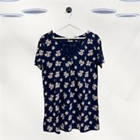 Ex Fat Face Women's Short Sleeve Floral Longline Top in Navy (Defect) - 12 Regular