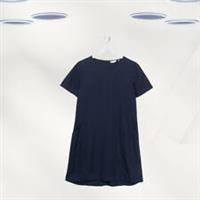 Ex Fat Face Women's Short Sleeve Simone Linen Blend Dress in Navy - 8 Regular