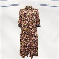 Ex Fat Face Women's Long Sleeve Sarah Jersey Shirt Dress in Black Floral - 12 Regular