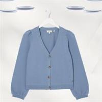 Ex Fat Face Women's Cuffed Sleeve Button Up Cardigan in Blue (Defect) - 12 Regular