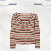 Ex Fat Face Womens Long Sleeve Stripe Top in Green (Defect) - 18 Regular