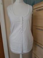 Fat Face Women's Isla Henley Pyjama Vest Sleeveless Top In White Size 6 - 6 Regular