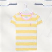 Ex Fat Face Womens Short Sleeve Judes Stripe T-Shirt in Yellow (Defect) - 16 Regular