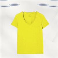 Ex Fat Face Womens Maggie V-Neck Organic Cotton T-Shirt in Yellow - 12 Regular