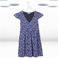 Ex Fat Face Women's Cap Sleeve Ink Floral Tunic in Purple - 12 Regular