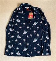 Fat Face Womens Navy Winter Houses Button Down Long Sleeve Pyjama Top Size 8 - 8 Regular