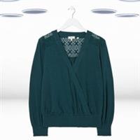 Ex Fat Face Women's Long Sleeve Wrap Top in Green - 8 Regular