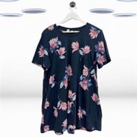Ex Fat Face Women's Short Sleeve Printed Tunic in Navy Wild Floral (Defect) - 16 Regular