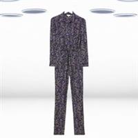 Ex Fat Face Women's Long Sleeve Viscose Printed Jumpsuit in Black - 12 Regular